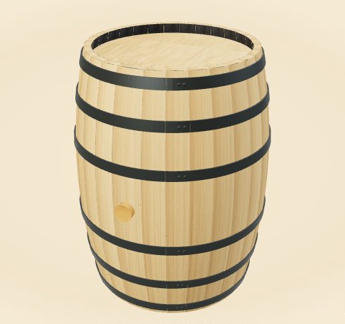 An American oak cask, rendered in 3D